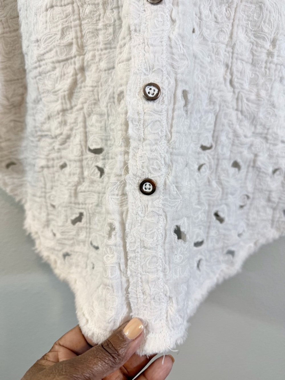 We the Free Summer Daydream Cutwork Top Size S White Gauze Cotton Boho Cottage - Picture 4 of 13